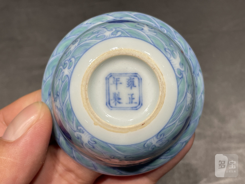 清雍正 斗彩福山寿海杯一对 - 图18